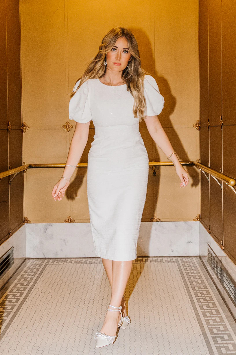 Holly Dress in White Shimmer | Ivy City Co