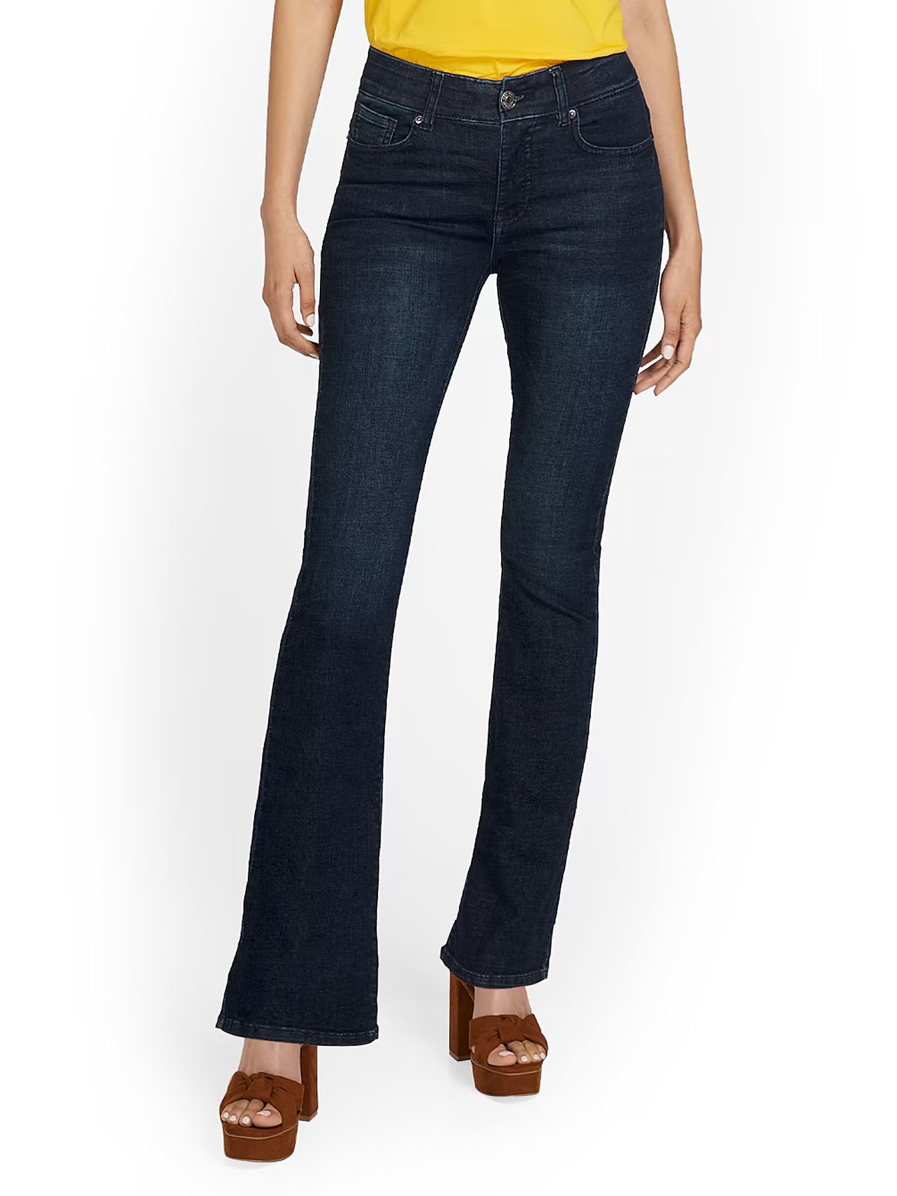 Curvy High-Waisted Bootcut Jeans - Dark Wash - New York & Company | New York & Company