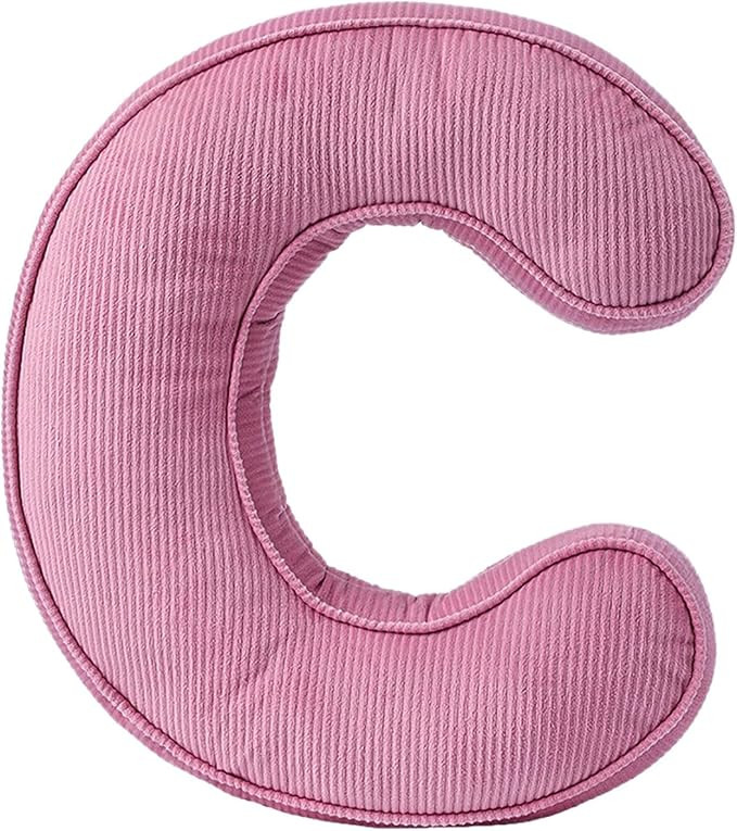 Letter Shaped Decorative Pillow, Letter Cushions, Pink Corduroy Initial Cushion, Letter Shaped Th... | Amazon (UK)
