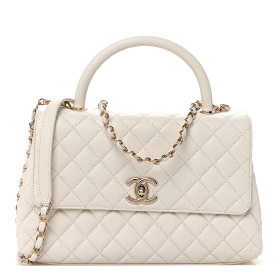 Caviar Quilted Small Coco Handle Flap White | FASHIONPHILE (US)