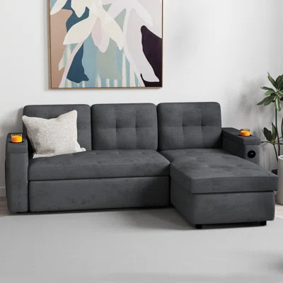 Sleeper Sofa Bed, 3-In-1 Pull Out Sectional Sofa Couch With Storage In Chaise & Armrests Sofas & Couches | Wayfair North America