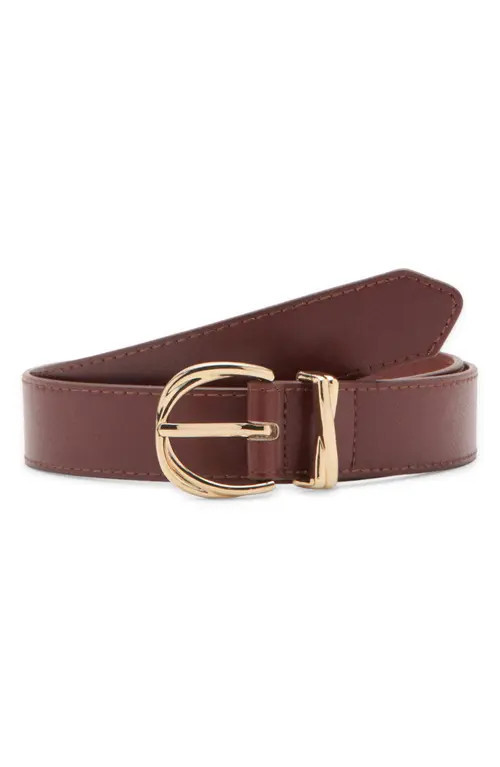 MANGO Oval Buckle Faux Leather Belt in Brown at Nordstrom, Size Medium | Nordstrom