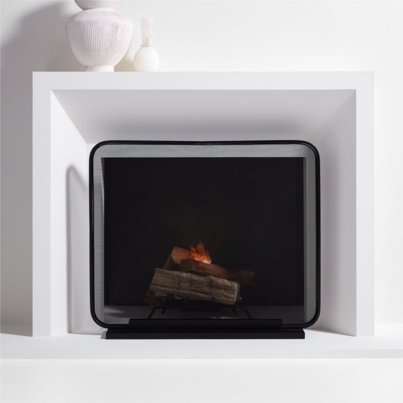 Telum Mesh Black Fireplace Screen + Reviews | Crate & Barrel | Crate & Barrel