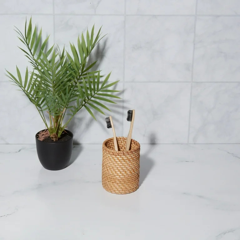 Better Homes & Gardens Natural Rattan Toothbrush Holder | Walmart (US)