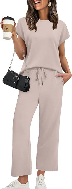 XIEERDUO Women's Cap Sleeve Lounge Sets 2 Piece Travel Outfits Airport Tracksuits Wide Leg Lounge... | Amazon (US)