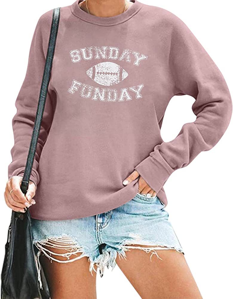 FLOYU Women Sunday Funday Sweatshirt Cute Football Graphic Pullover Game Day Weekend Tops Casual ... | Amazon (US)