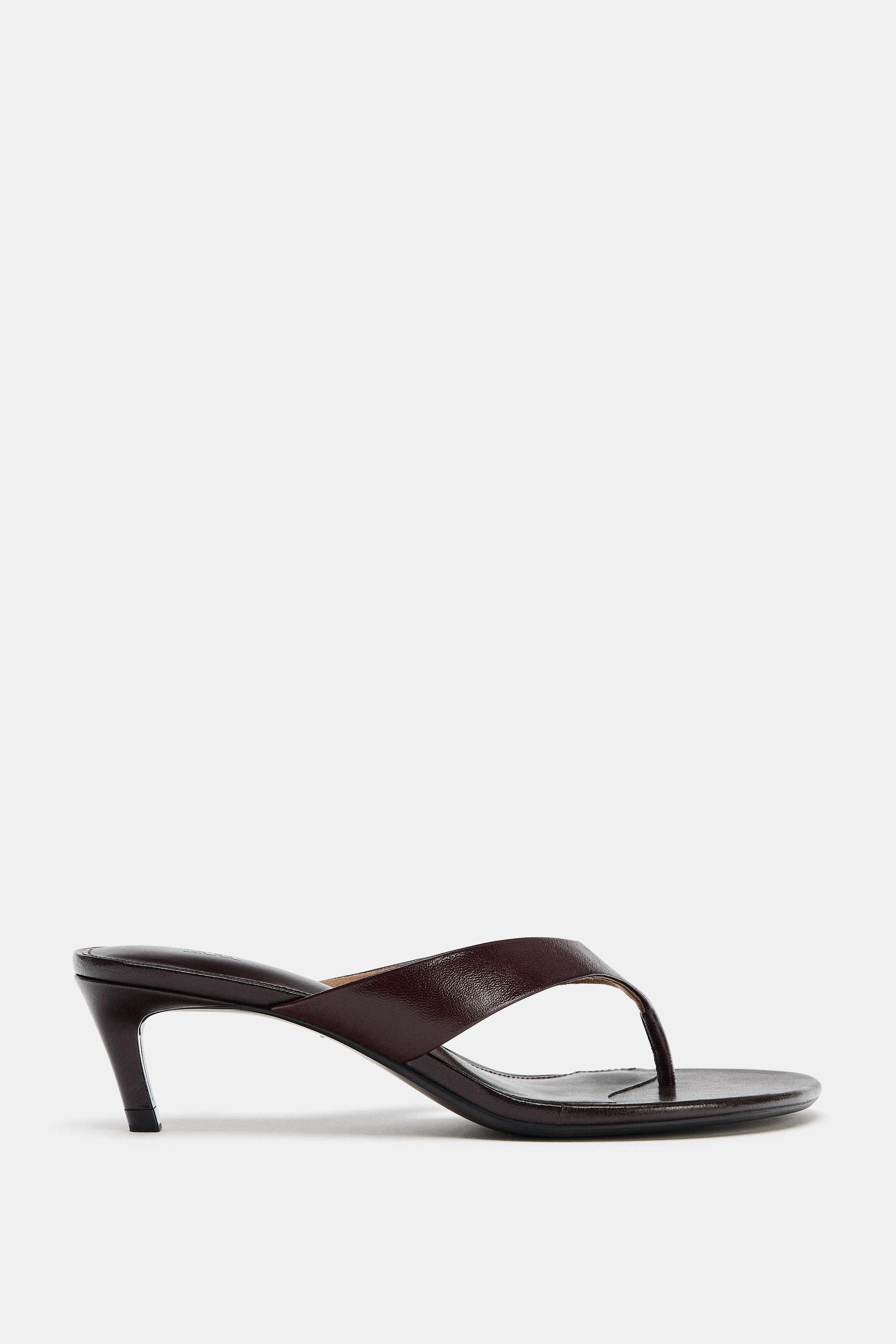 LEATHER MID-HEEL SANDALS | Zara AU