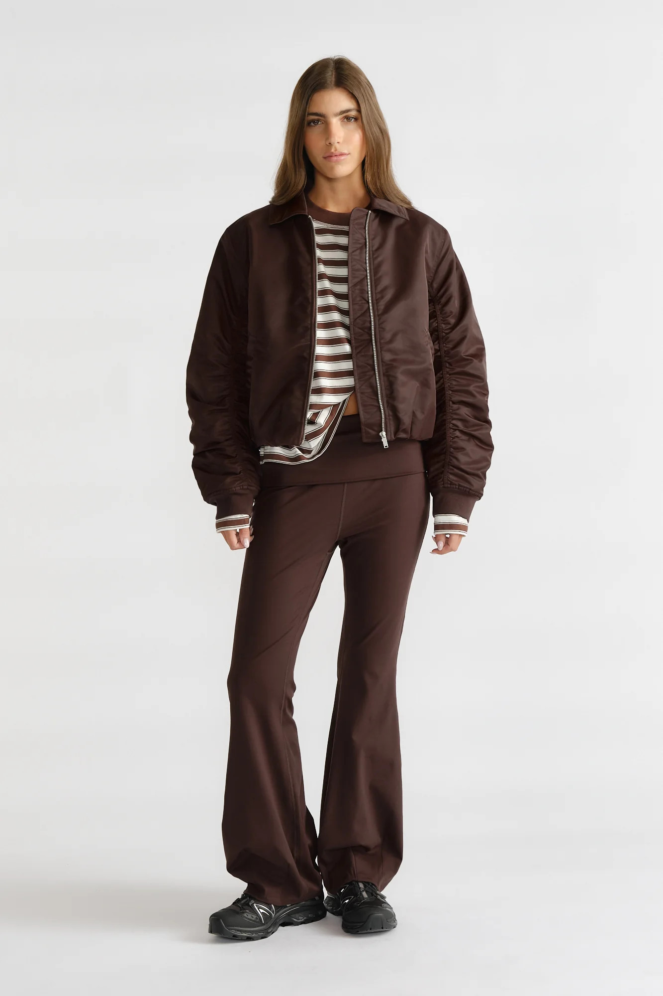 D-Luxe Collared Bomber Jacket - Cocoa Brown | DECJUBA