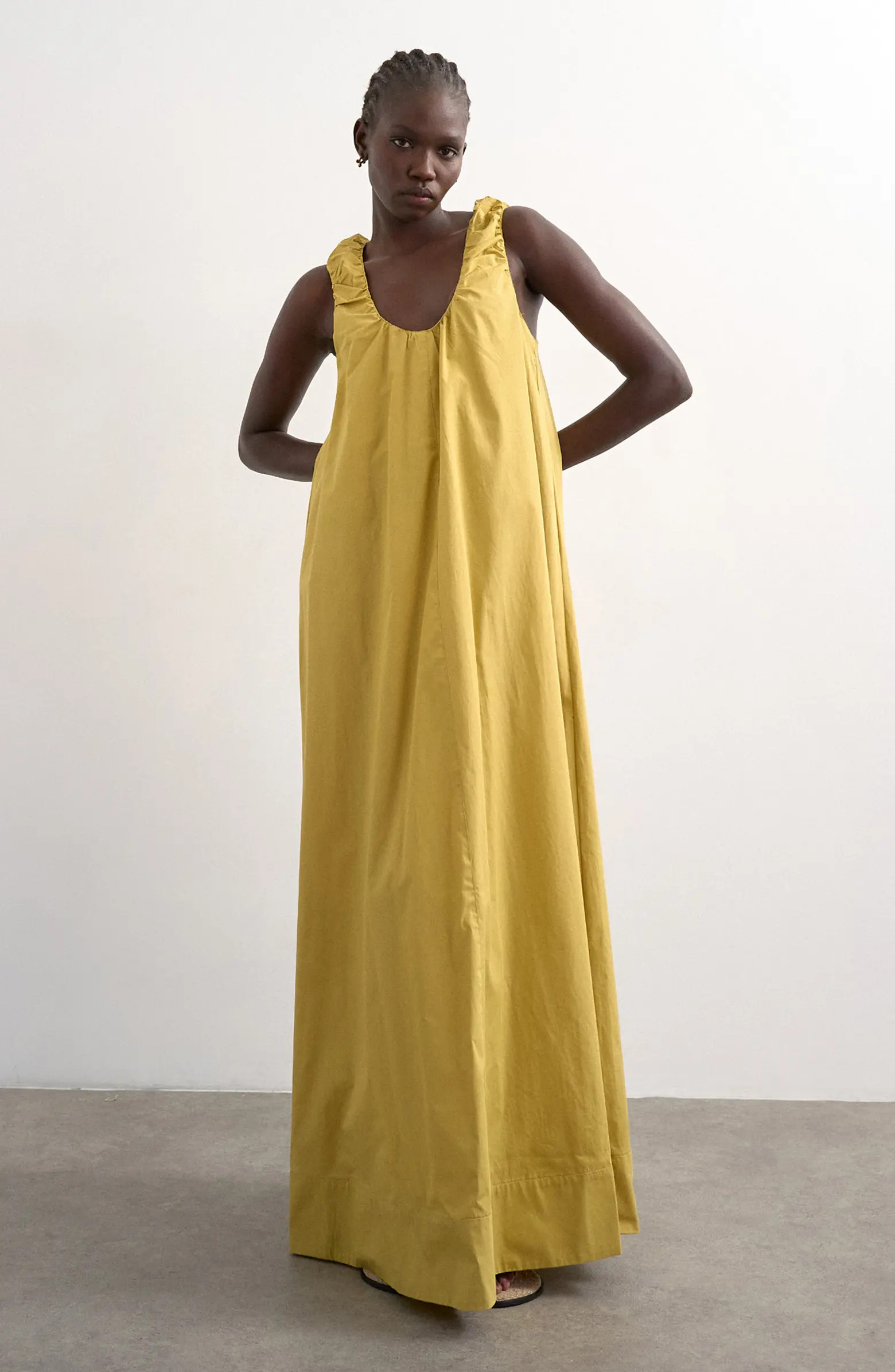 Ruched Cotton Poplin Maxi Dress | Nordstrom