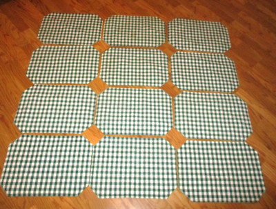 Placemats~Gingham~Green & White~16.0" x 11.25"~12 qty.~8 Sided Rectangular  | eBay | eBay US