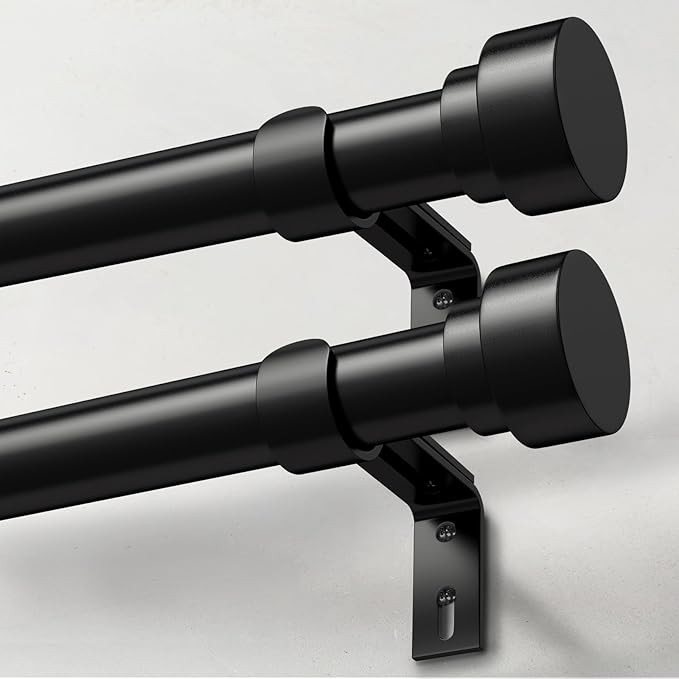 IFELS 2 Pack Heavy Duty Curtain Rods for Windows 66 to 120 Inch, 1 Inch Black Adjustable Curtain ... | Amazon (US)