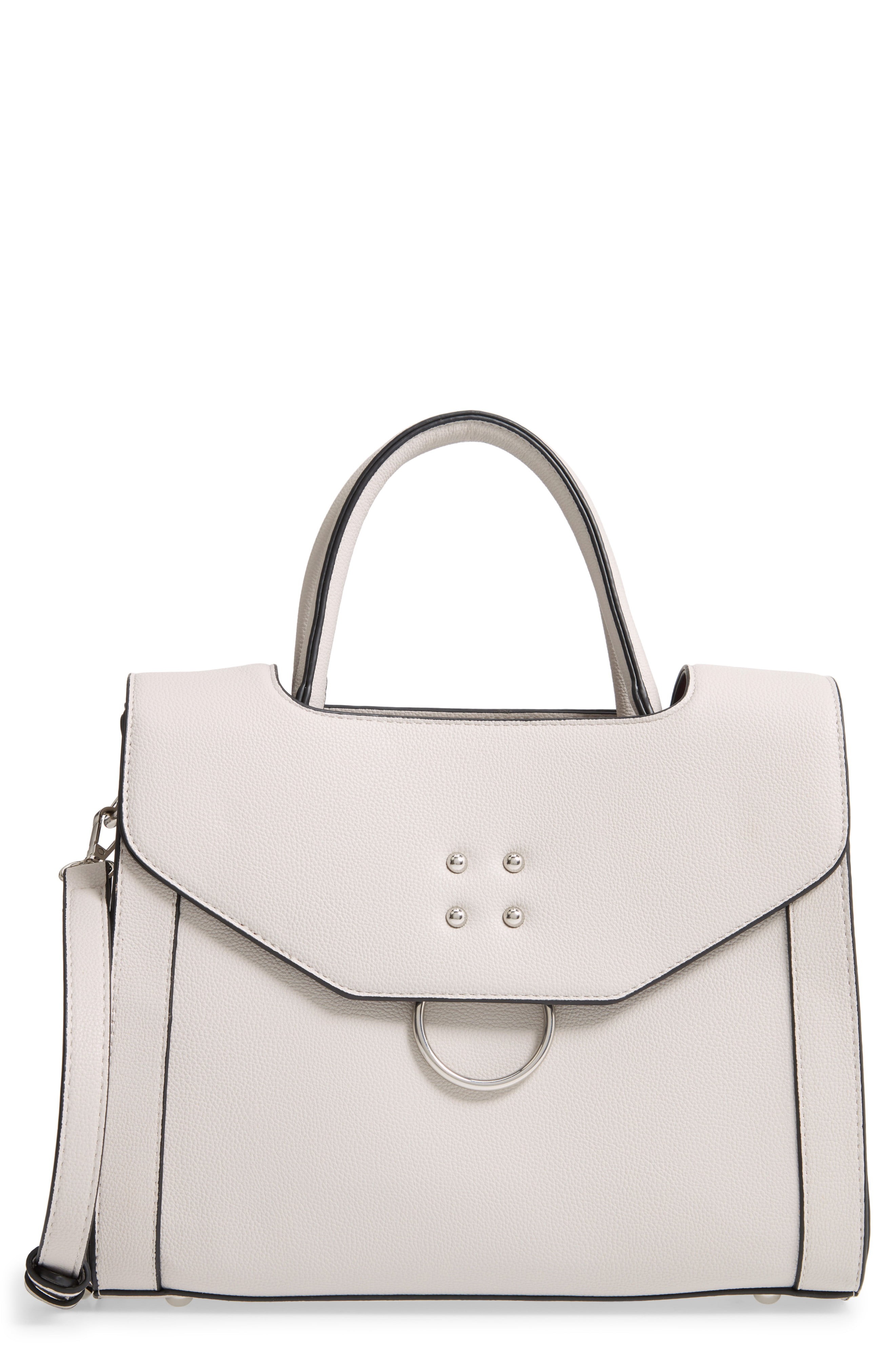 Leith Metal Detail Faux Leather Satchel | Nordstrom