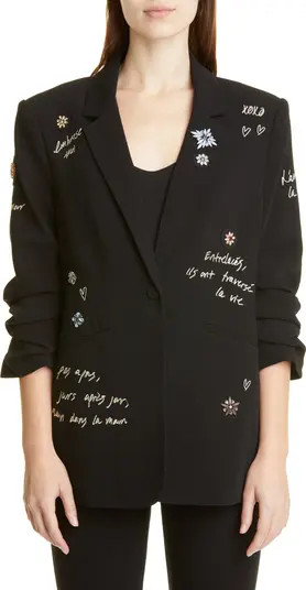 Love Letter Embroidered Floral Appliqué Blazer | Nordstrom