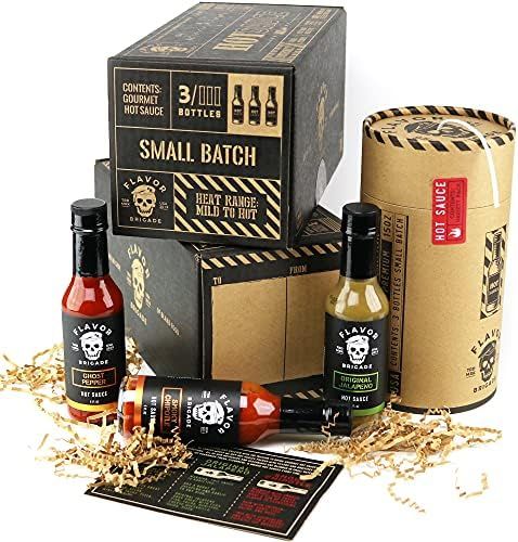 Gourmet Hot Sauce Gift Set, 3 Bottles, Ghost Pepper, Chipotle, Jalapeno Father's Day Sampler for ... | Amazon (US)