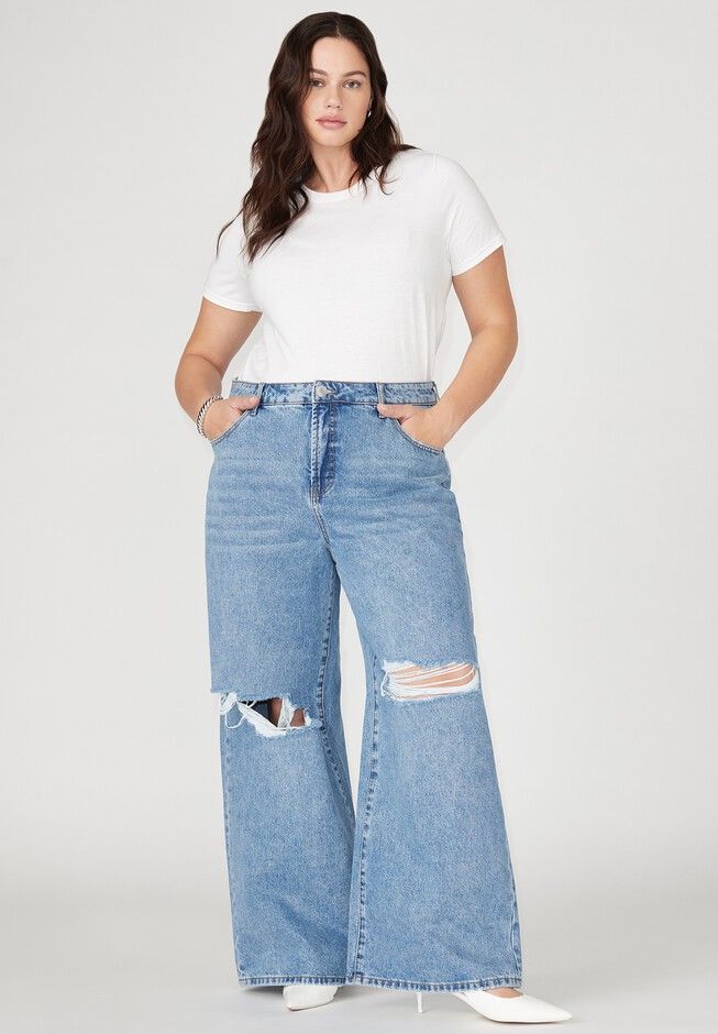 The Yvette Rigid Wide Jean | Eloquii