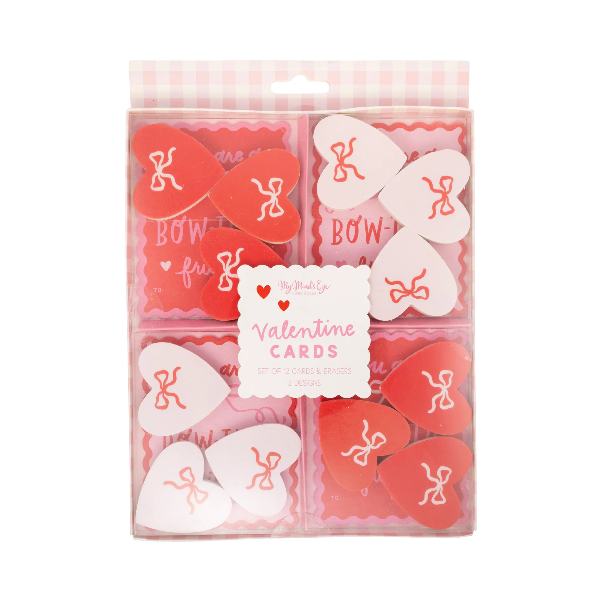 Bows Valentine's Cards and Eraser Set (12 each) | My Mind's Eye