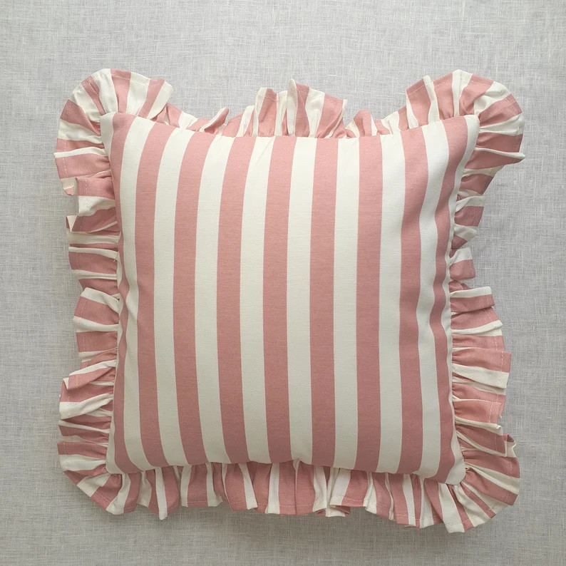 Bohemian Frill Striped Pillow Cover Different Color Options With Frill Edges Hello Mello Store - ... | Etsy (US)
