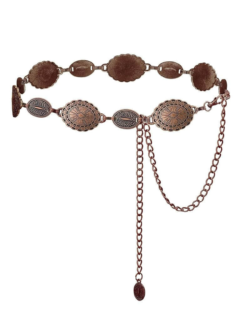 TOPACC Western Metal Concho Belt for Women Cowgirl Chain Belts for Dresses Jeans Country Concert ... | Amazon (US)
