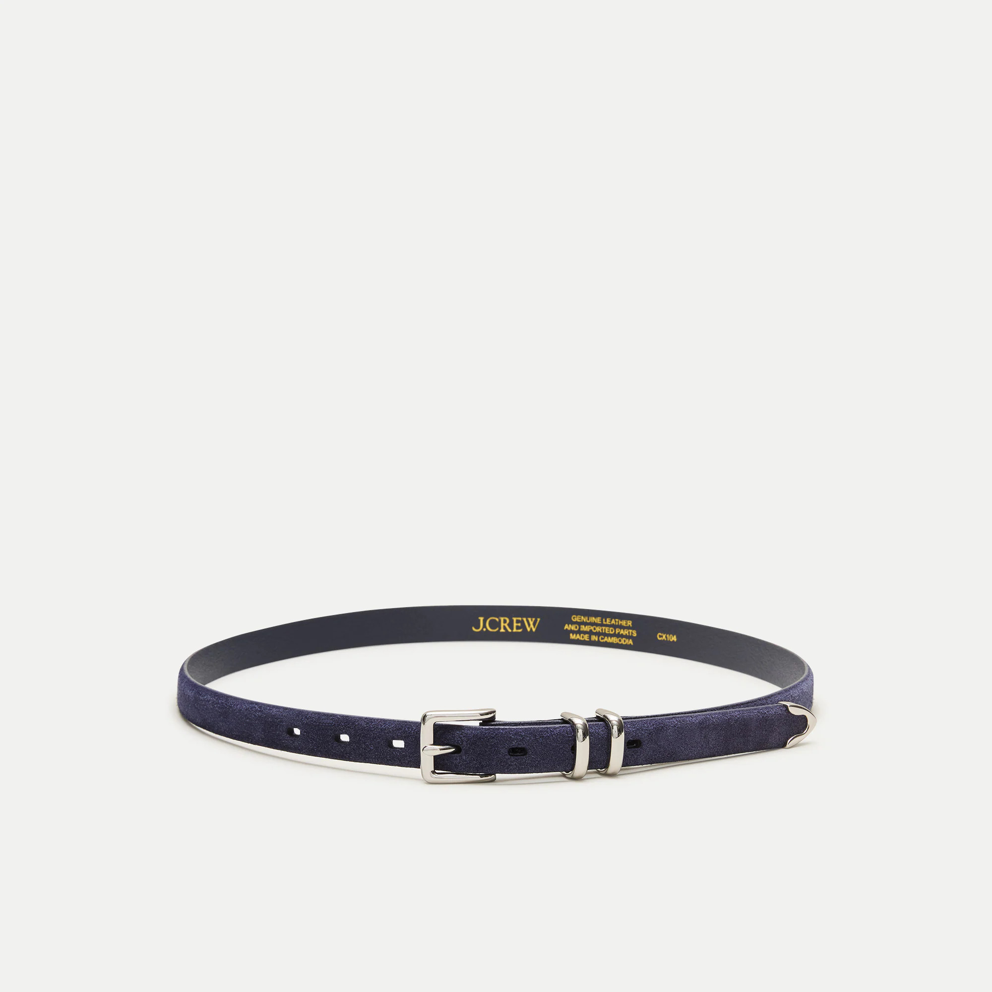 Thin tipped belt in suede | J. Crew US