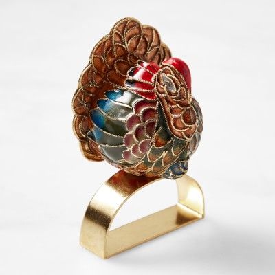 Cloisonne Turkey Napkin Rings, Set of 4 | Williams-Sonoma