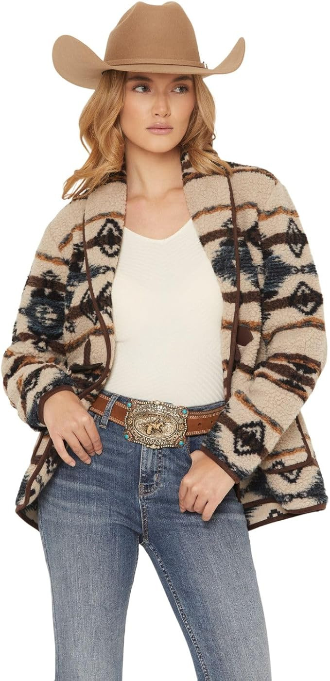Shyanne Women's Southwestern Print Sherpa Cardigan Oatmeal X- US | Amazon (US)