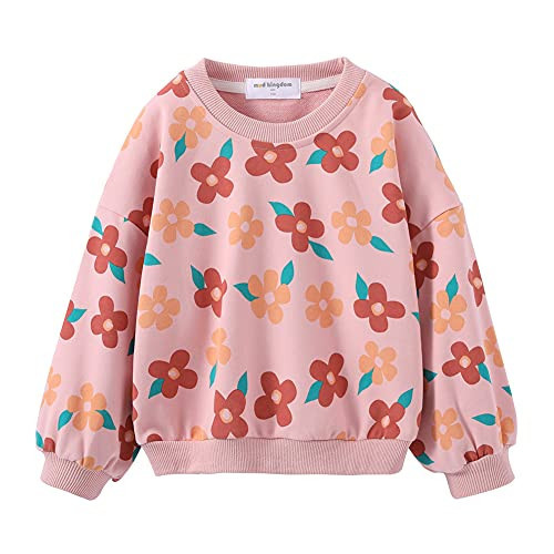 Mud Kingdom Boutique Floral Sweatshirt for Toddler Girls Ribbed Crewneck Pink 4T | Amazon (US)