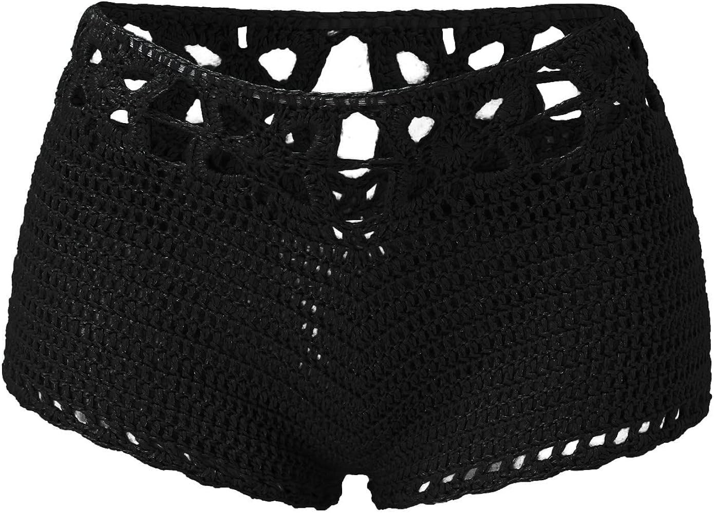 Short Shorts for Women Casual Knitted Crochet Comfort Elastic Waist Solid Color Hollow Out Summer... | Amazon (US)