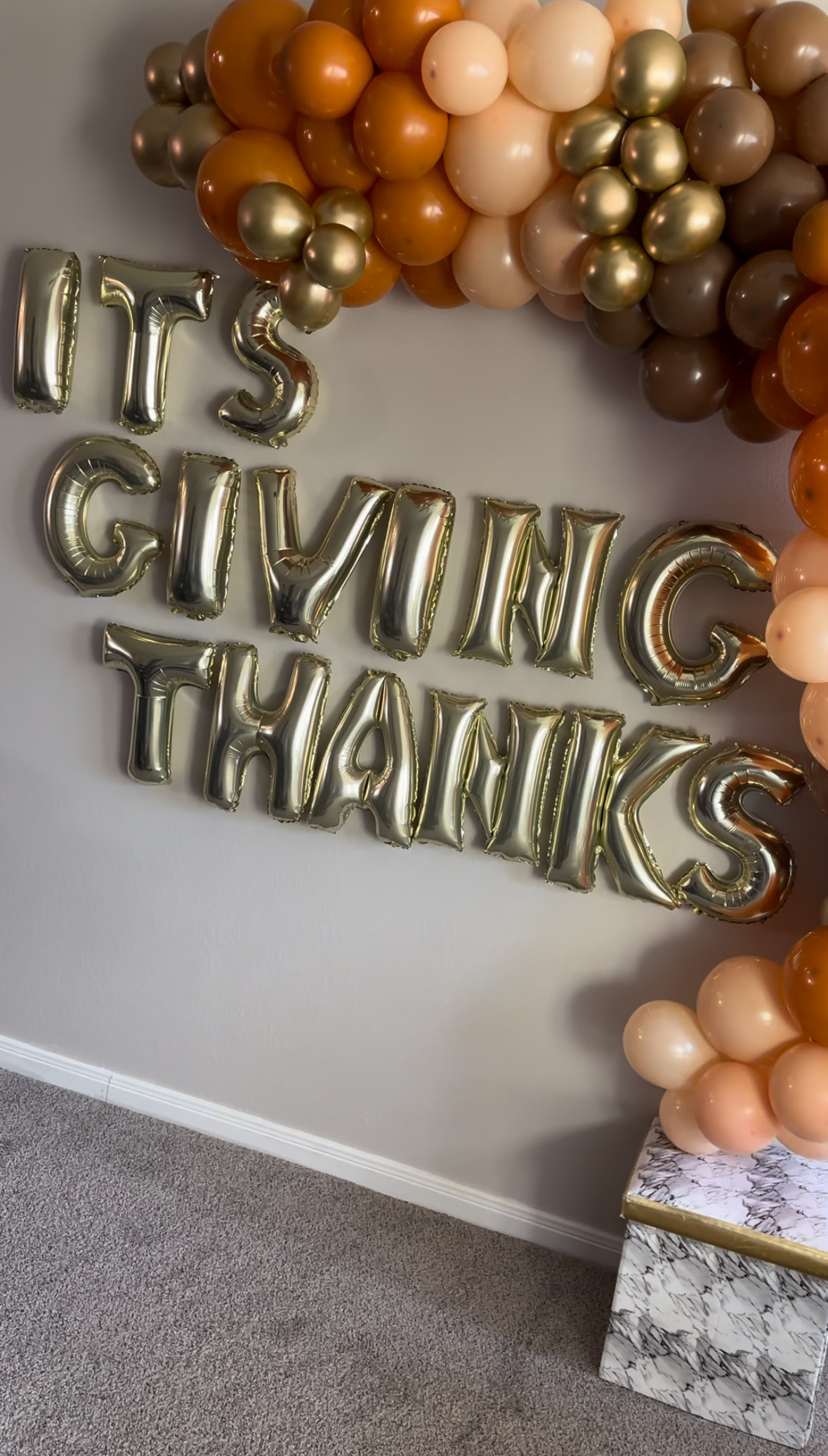 It’s Giving Thanks! 

Thanksgiving balloon wall for your Friendsgiving or family gathering.

This is an easy setup, I got the balloons in a kit from Amazon. 

The letter words: Walmart or Pop Shelf have them $1 each letter.


#thanksgivingparty #friendsgiving #partydecor #holidaypartydecor

#LTKSeasonal #LTKParties #LTKHoliday