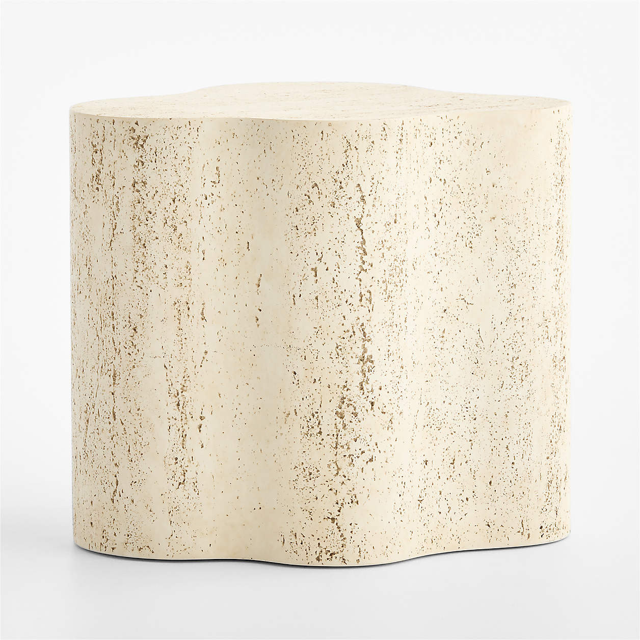 Fleur Faux Travertine Resin 24" Side Table | Crate & Barrel | Crate & Barrel
