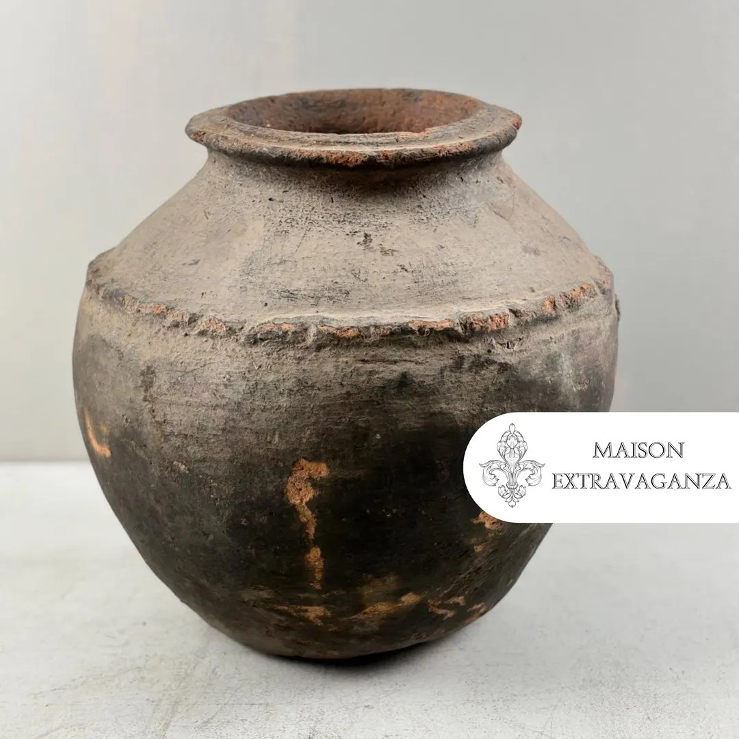 Vintage Indian Pottery Vase: 30cm Rustic Stone Home Decor - Etsy | Etsy (US)