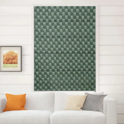 100% Blackout Floral Thick Linen Green Roman Shade for Window Treatments, Kitchen, Hall, French Doors, Cozy Soft Fabric for Stylish Room Darkening Hom | Birch Lane