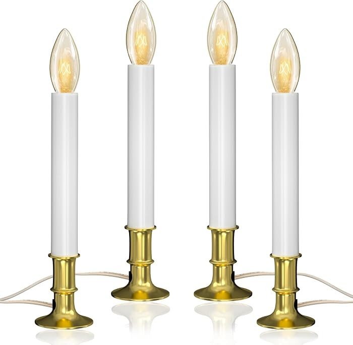 Electric Christmas Window Candle Lights - 4-Pack with Dusk-to-Dawn Auto Sensor, Plug-in Corded Wi... | Amazon (US)