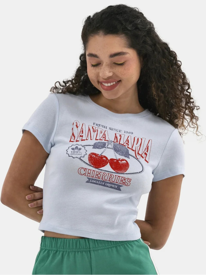 No Boundaries Graphic Cotton Baby Tee, Women's | Walmart (US)