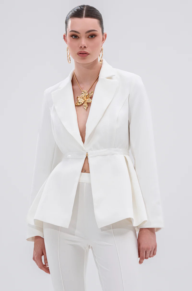 CANARY PEPLUM BLAZER IN WHITE | AKIRA