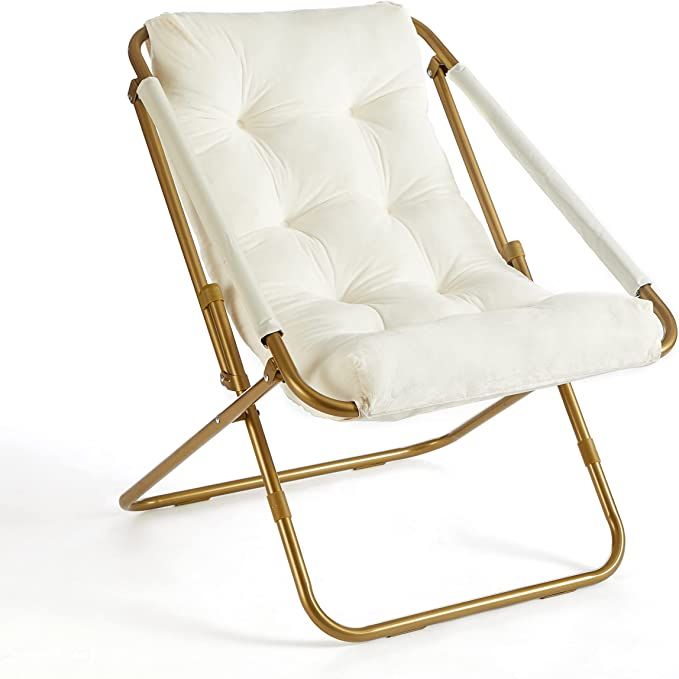 Urban Shop Velvet Tufted Sling Chair, White 26D x 28W x 29H in | Amazon (US)