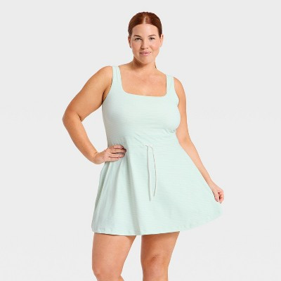 Women's Everyday Soft Active Dress - All In Motion™ Mint Green Stripe 3X | Target