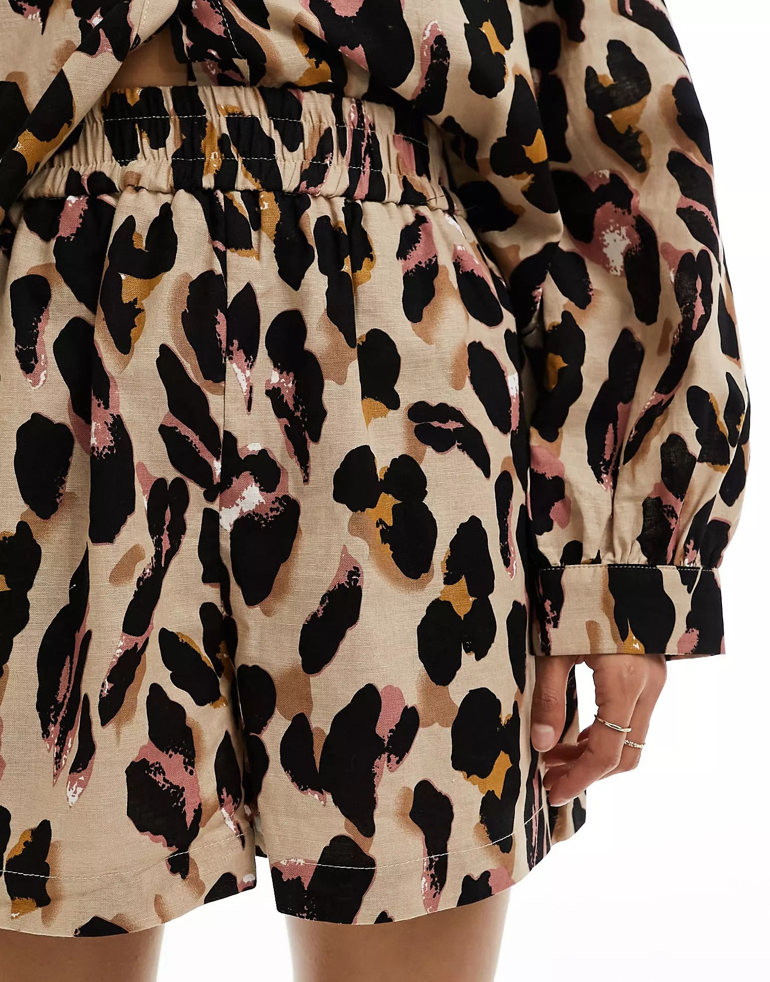 Never Fully Dressed linen short co-ord in leopard  | ASOS | ASOS (Global)