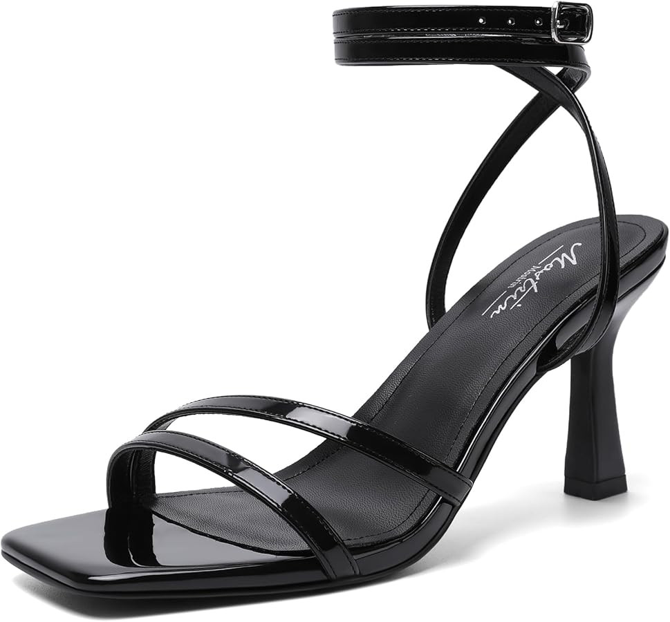 Mostrin Womens Sandals Strappy Heels for Women Ankle Strap Lace Up Heels Square Open Toe Heels Ti... | Amazon (US)