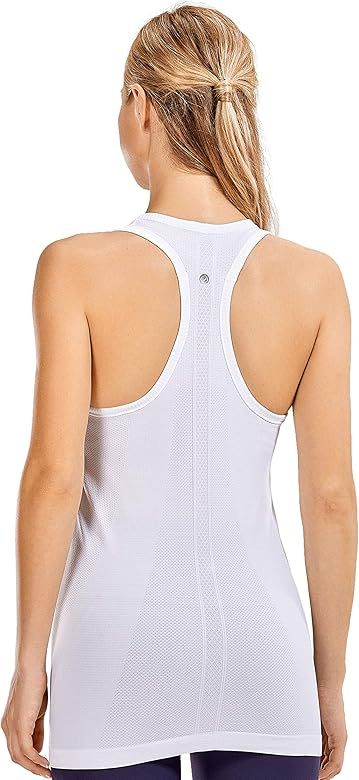 CRZ YOGA Seamless Workout Tank Tops for Women Racerback Athletic Running Gym Shirts Quick Dry | Amazon (US)