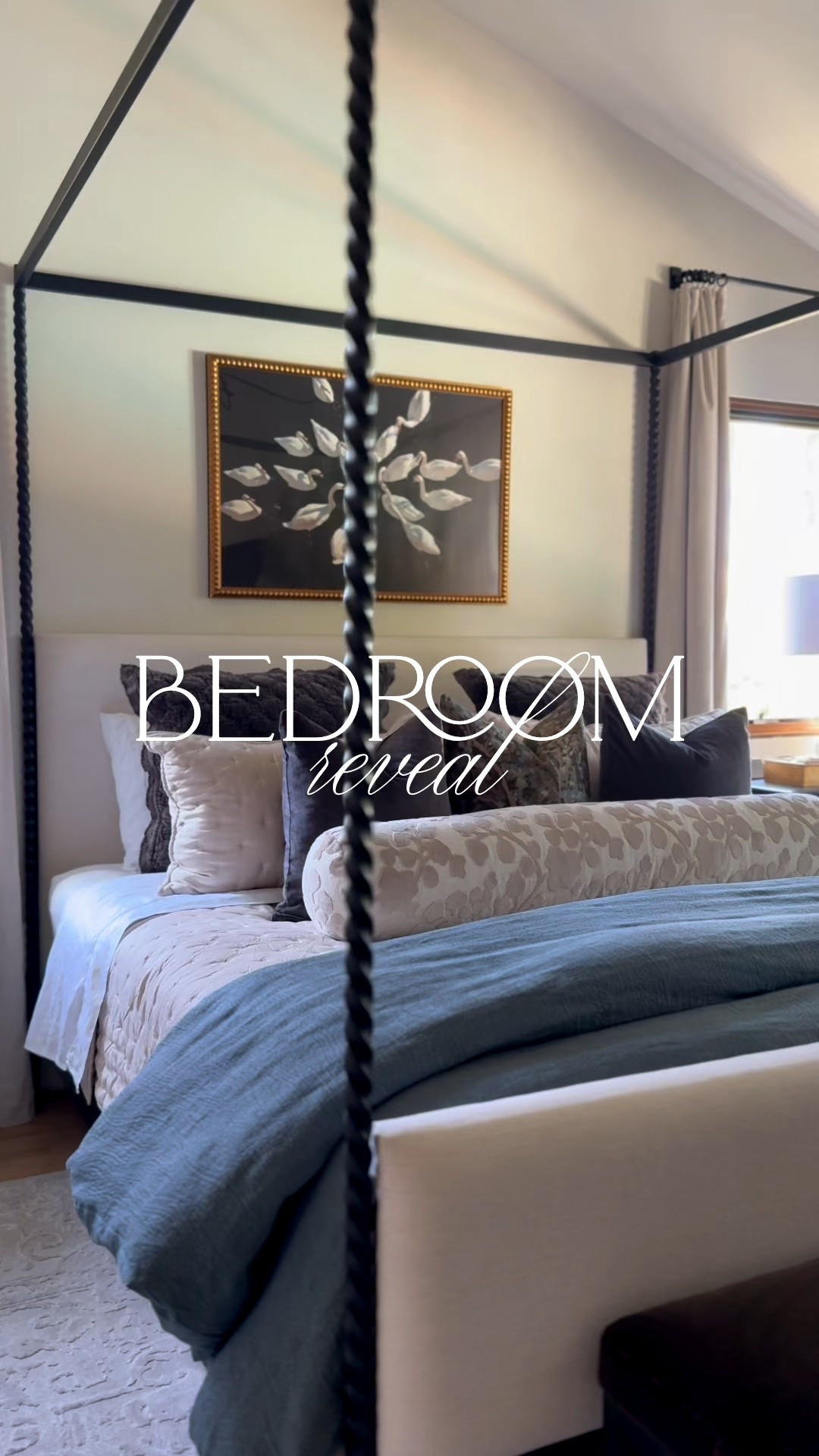 Primary bedroom decor! Including my canopy bed, bedding, nightstands, rug, dresser, chandelier, curtains and more 🥰

Bedding details:
Duvet Cover: Stormy Blue
Quilt: Sand
Accent Pillows: Ebony
Lumbar: 9x48

#LTKStyleTip #LTKHome #LTKSaleAlert