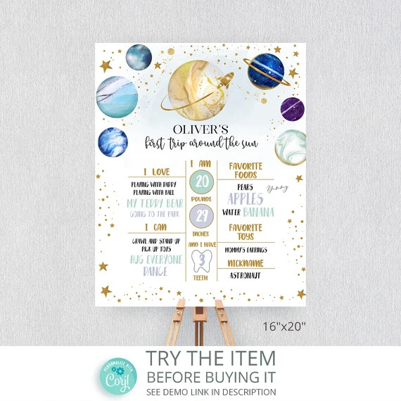 Editable Space Birthday Milestones Sign  First Trip Around - Etsy | Etsy (US)