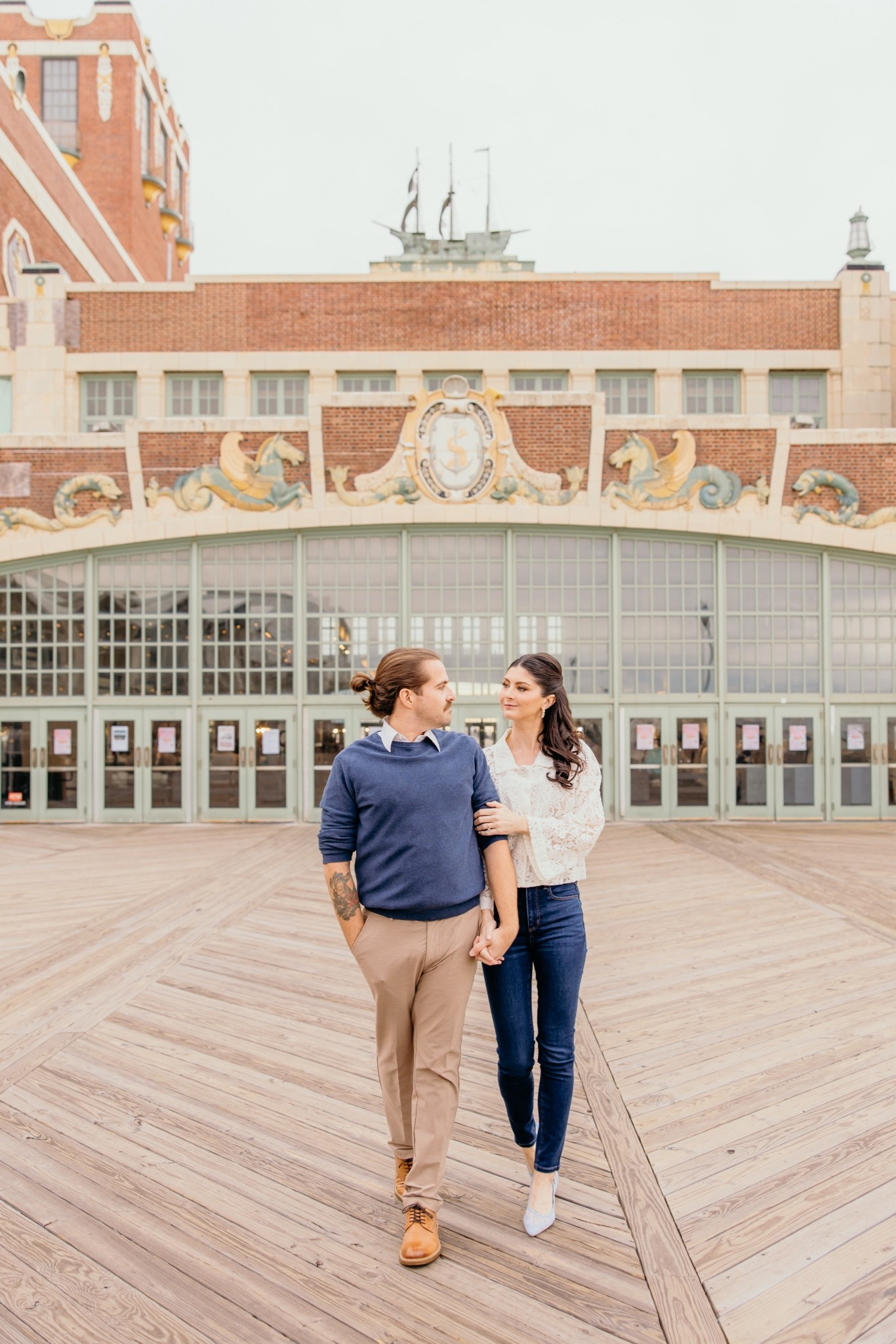 Another engagement shoot look - a white lace button-down shirt with dark skinny jeans and light blue and white lace heels. The shirt is an old Hill House style, but I found some similar styles that are still in stock (and some of them are on sale!).

#LTKFindsUnder50 #LTKFindsUnder100 #LTKWedding