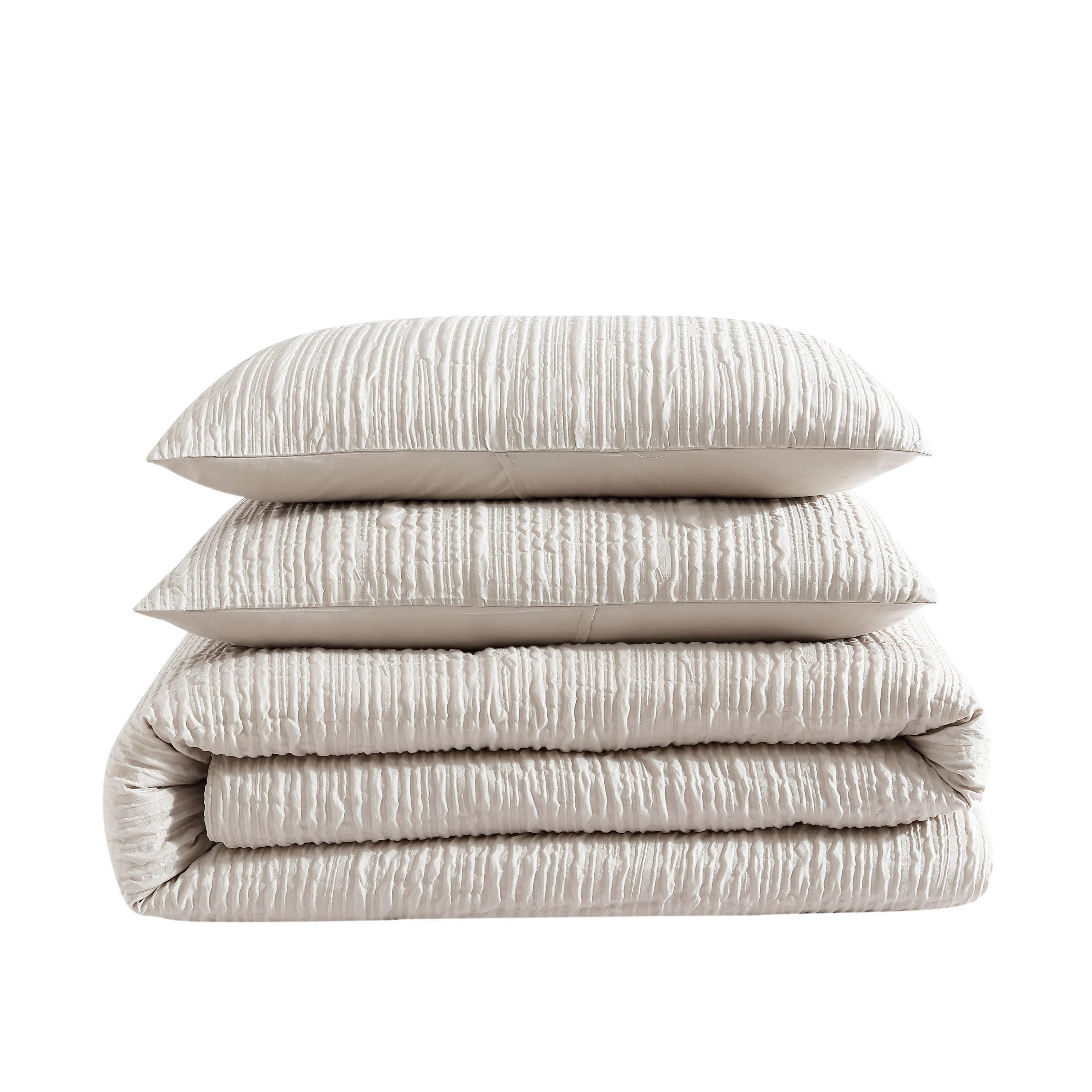 Kenneth Cole Serenity Wavy Lines Beige Comforter Set | Wayfair North America