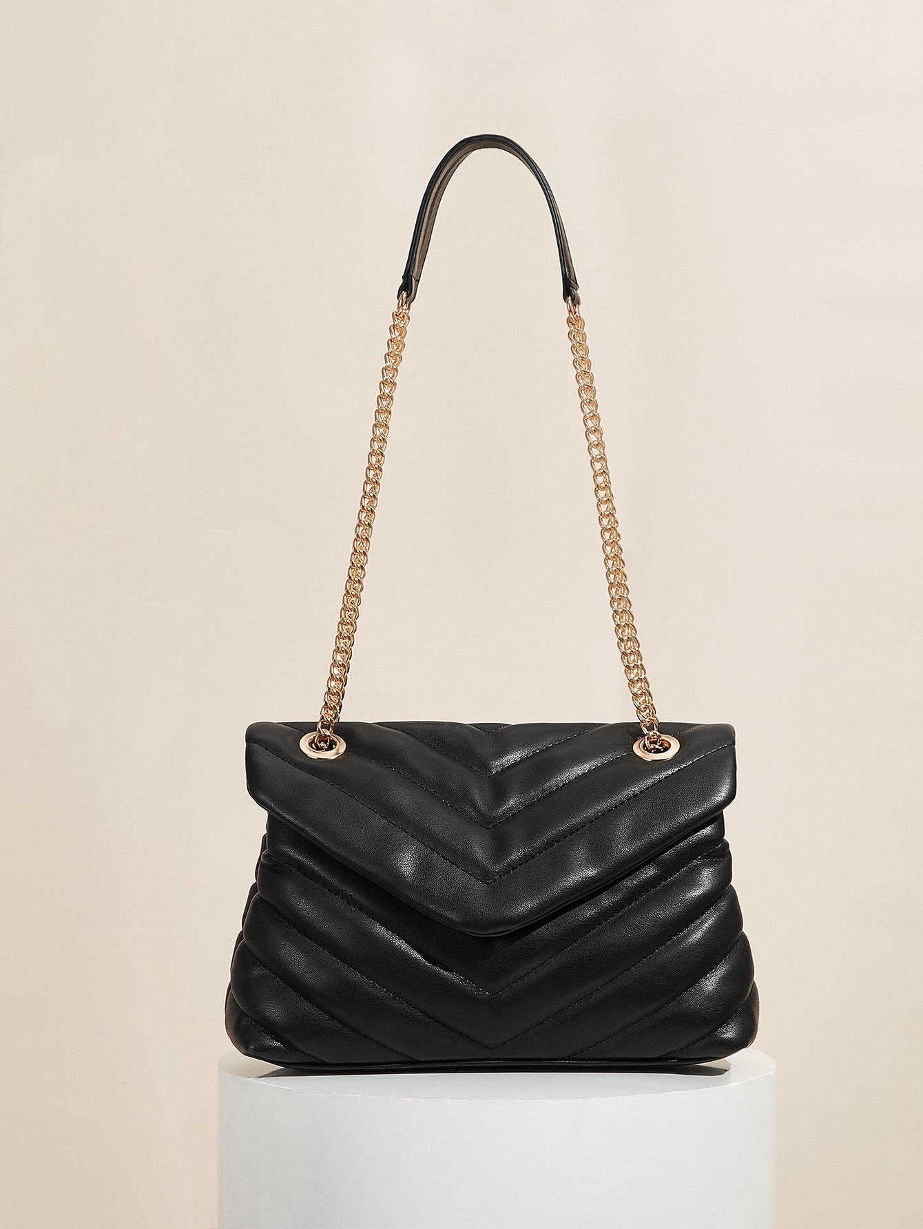 SHEIN BASICS Chevron Flap Chain Shoulder Bag | SHEIN