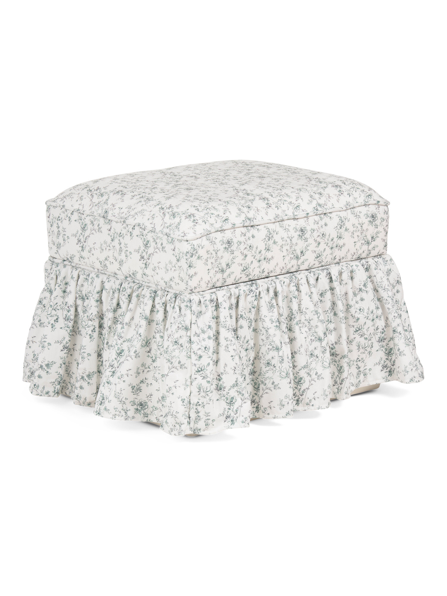 22x18x18 Floral Print Blair Ruffle Ottoman | TJ Maxx
