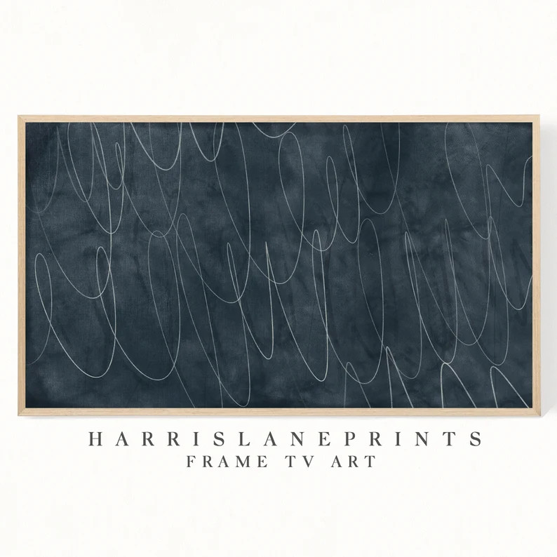 Samsung Frame TV Art File | "deep Cyan Indigo Abstract" | Modern | Texture | Neutral | Scribble |... | Etsy (US)