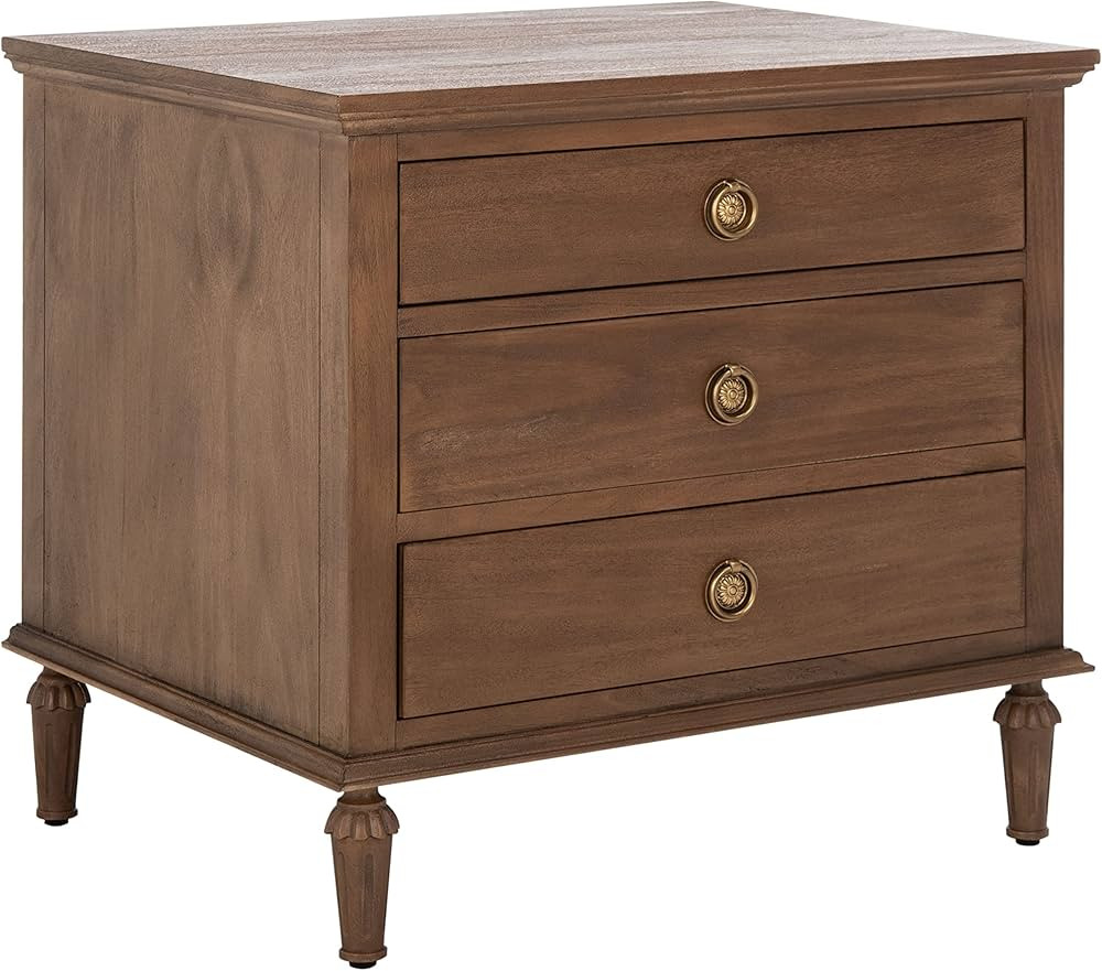 Safavieh Brown (Fully Assembled) Couture Home Collection Lisabet 3-Drawer Wood Nightstand | Amazon (US)