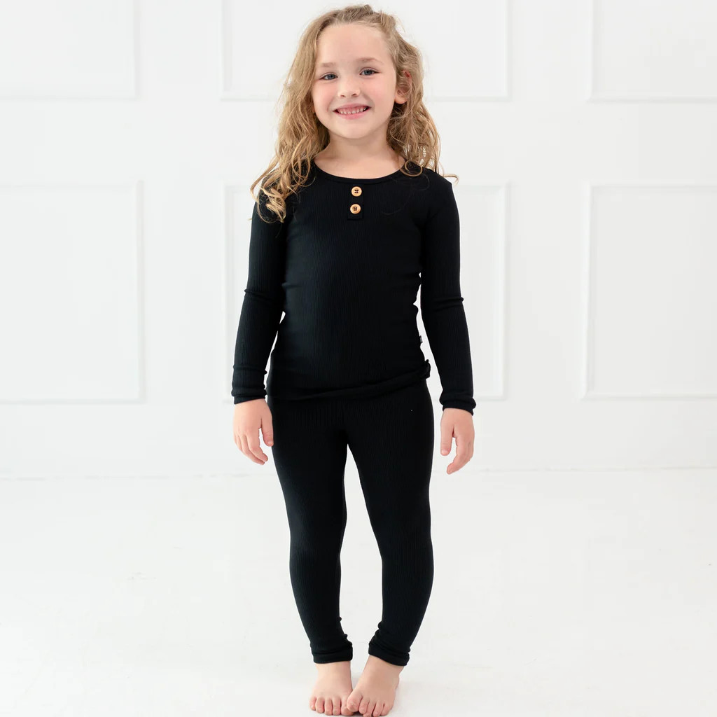 Ribbed Henley Set in Midnight | Kyte Baby
