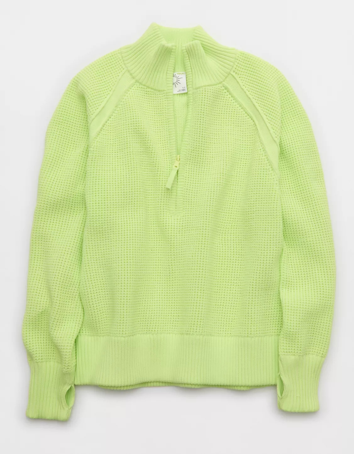 OFFLINE By Aerie Cool Down Quarter Zip Waffle Sweater | American Eagle Outfitters (US & CA)