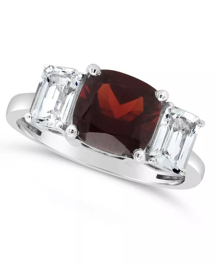 Garnet (2-3/4 ct. t.w.) and White Topaz (1-3/8 ct. t.w) Ring in Sterling Silver | Macys (US)